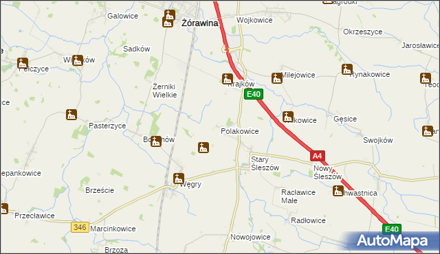 mapa Polakowice, Polakowice na mapie Targeo