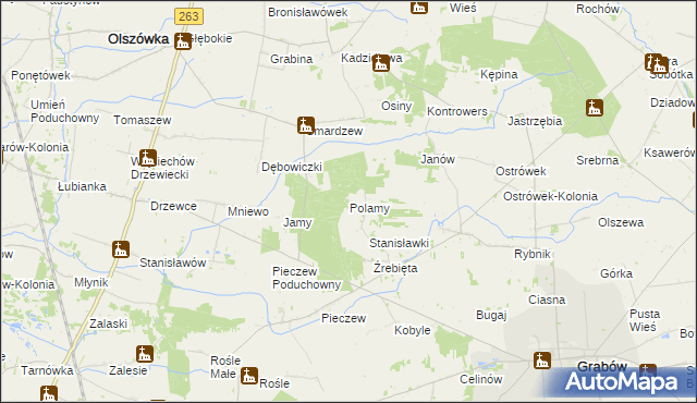 mapa Polamy, Polamy na mapie Targeo