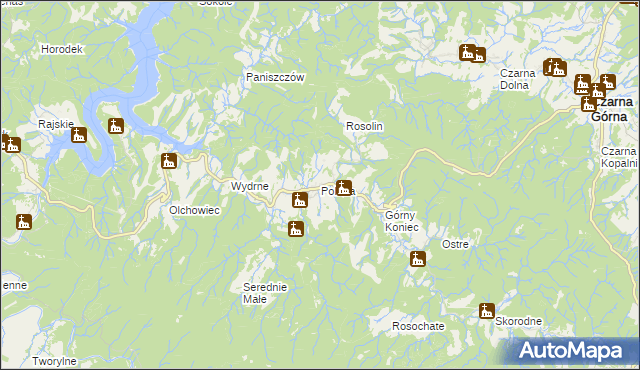 mapa Polana gmina Czarna, Polana gmina Czarna na mapie Targeo