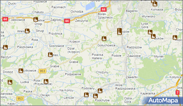 mapa Polanka Hallera, Polanka Hallera na mapie Targeo