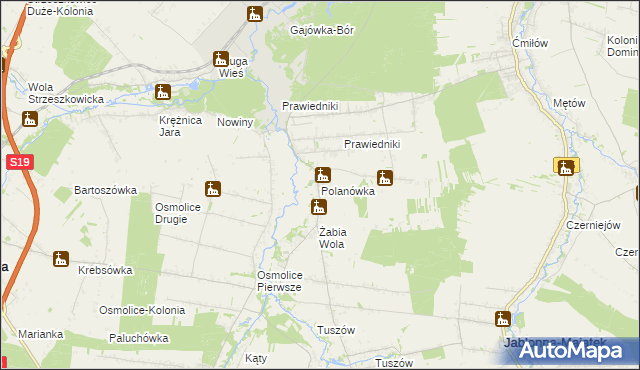 mapa Polanówka gmina Strzyżewice, Polanówka gmina Strzyżewice na mapie Targeo