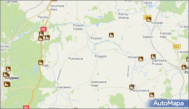 mapa Polaszki, Polaszki na mapie Targeo