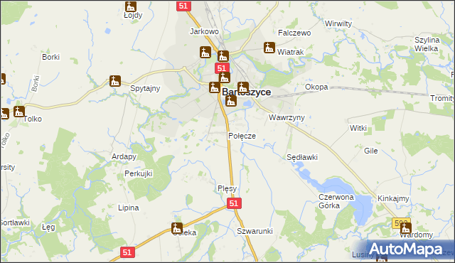 mapa Połęcze, Połęcze na mapie Targeo