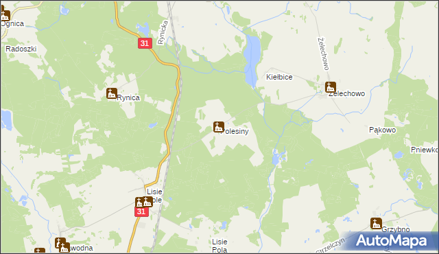 mapa Polesiny, Polesiny na mapie Targeo