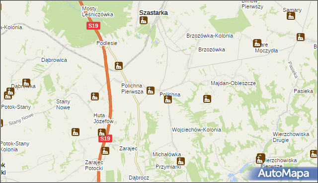 mapa Polichna, Polichna na mapie Targeo