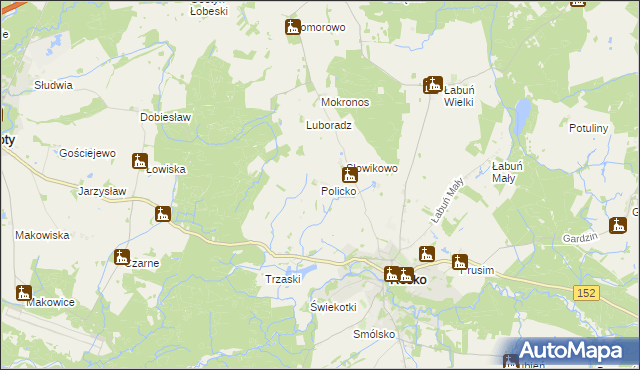 mapa Policko gmina Resko, Policko gmina Resko na mapie Targeo