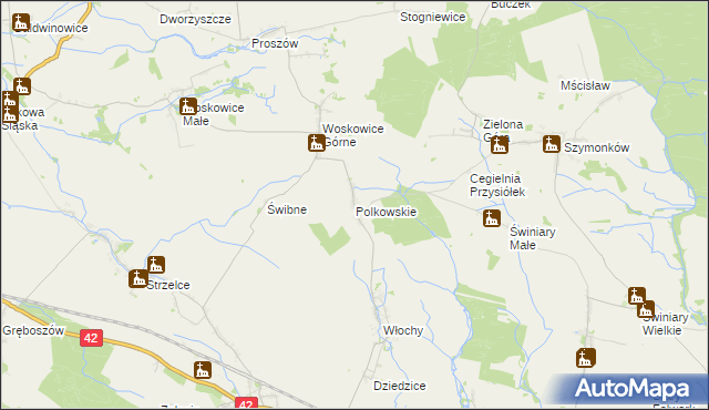 mapa Polkowskie, Polkowskie na mapie Targeo