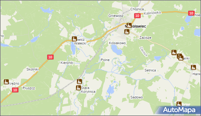mapa Polne gmina Mirosławiec, Polne gmina Mirosławiec na mapie Targeo