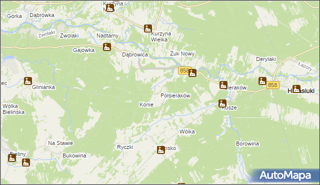 mapa Półsieraków, Półsieraków na mapie Targeo