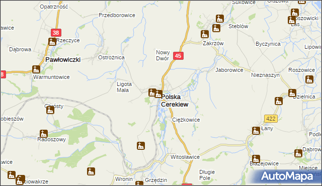 mapa Polska Cerekiew, Polska Cerekiew na mapie Targeo