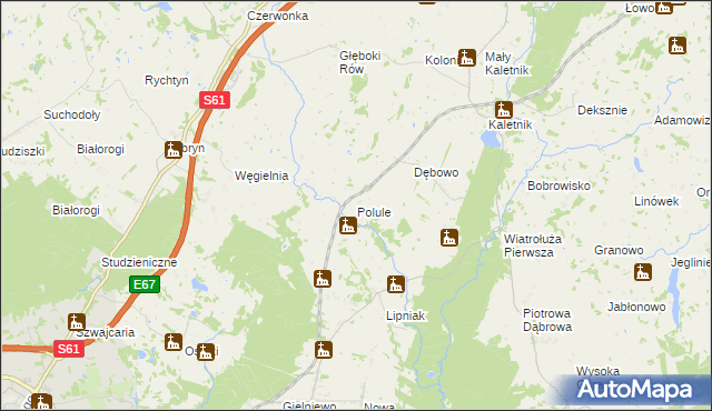 mapa Polule, Polule na mapie Targeo