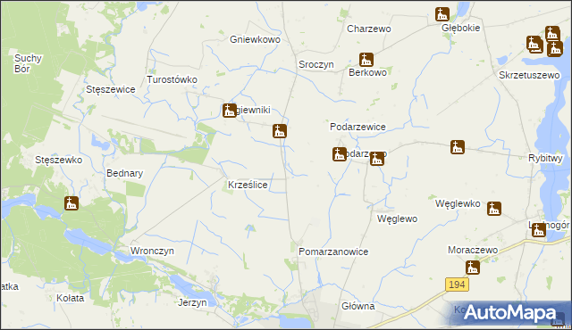 mapa Pomarzanki gmina Pobiedziska, Pomarzanki gmina Pobiedziska na mapie Targeo