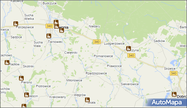 mapa Pomianowice, Pomianowice na mapie Targeo