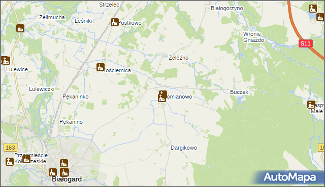 mapa Pomianowo gmina Białogard, Pomianowo gmina Białogard na mapie Targeo