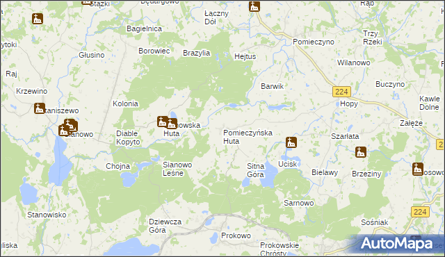 mapa Pomieczyńska Huta, Pomieczyńska Huta na mapie Targeo