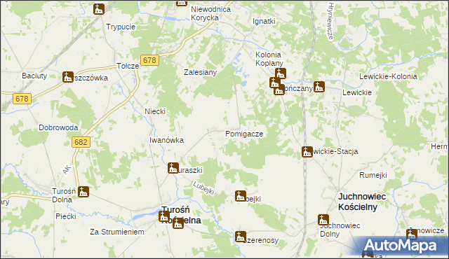 mapa Pomigacze, Pomigacze na mapie Targeo