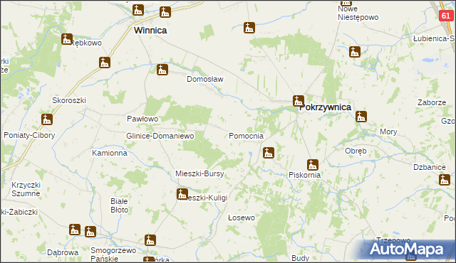 mapa Pomocnia gmina Pokrzywnica, Pomocnia gmina Pokrzywnica na mapie Targeo