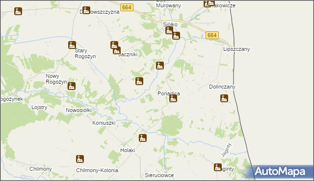 mapa Ponarlica, Ponarlica na mapie Targeo