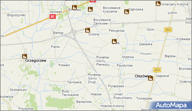 mapa Ponętów Górny Pierwszy, Ponętów Górny Pierwszy na mapie Targeo