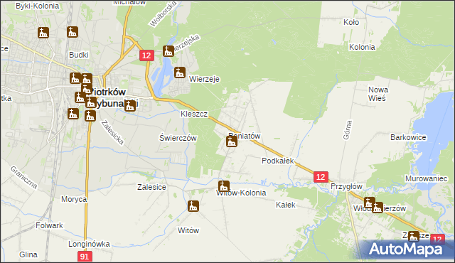mapa Poniatów gmina Sulejów, Poniatów gmina Sulejów na mapie Targeo