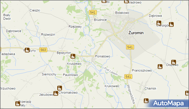 mapa Poniatowo gmina Żuromin, Poniatowo gmina Żuromin na mapie Targeo