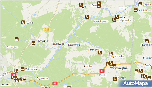 mapa Ponikła gmina Poświętne, Ponikła gmina Poświętne na mapie Targeo