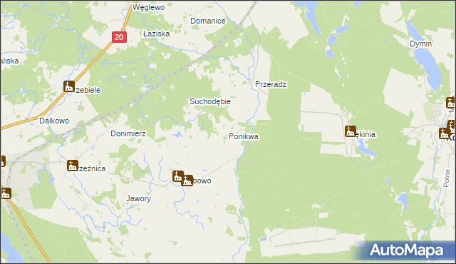 mapa Ponikwa gmina Biały Bór, Ponikwa gmina Biały Bór na mapie Targeo
