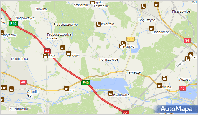 mapa Poniszowice, Poniszowice na mapie Targeo