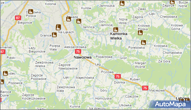 mapa Popardowa, Popardowa na mapie Targeo