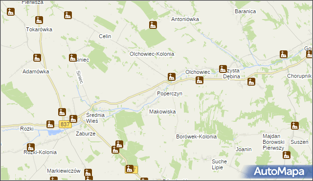 mapa Poperczyn, Poperczyn na mapie Targeo