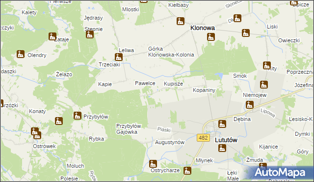 mapa Popielina, Popielina na mapie Targeo