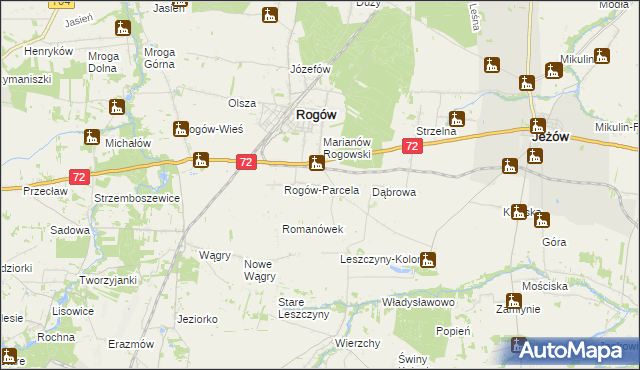 mapa Popień gmina Rogów, Popień gmina Rogów na mapie Targeo