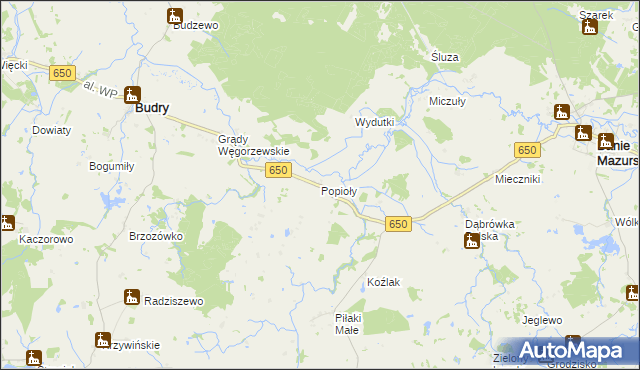 mapa Popioły, Popioły na mapie Targeo