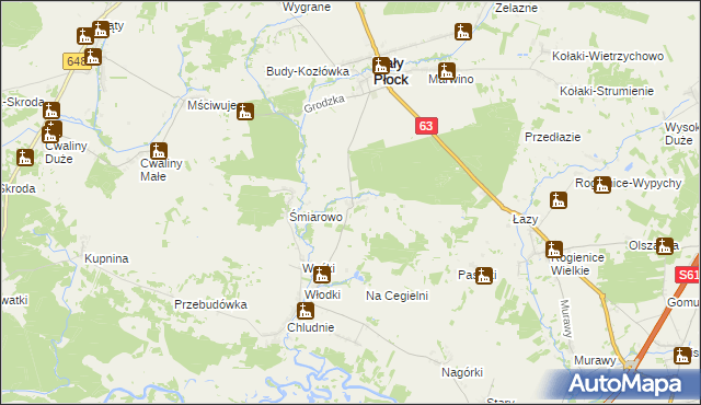 mapa Popki gmina Mały Płock, Popki gmina Mały Płock na mapie Targeo