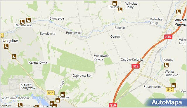 mapa Popkowice Księże, Popkowice Księże na mapie Targeo