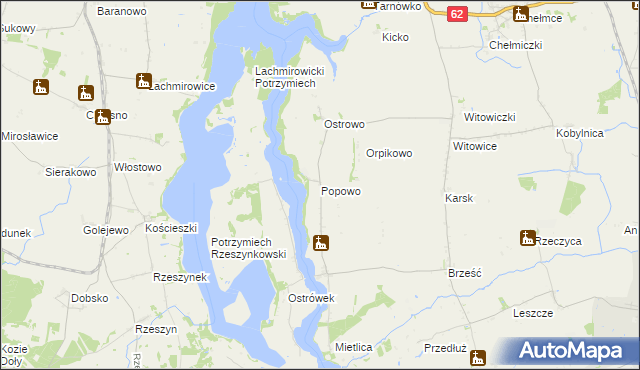 mapa Popowo gmina Kruszwica, Popowo gmina Kruszwica na mapie Targeo