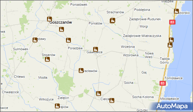 mapa Poprężniki, Poprężniki na mapie Targeo