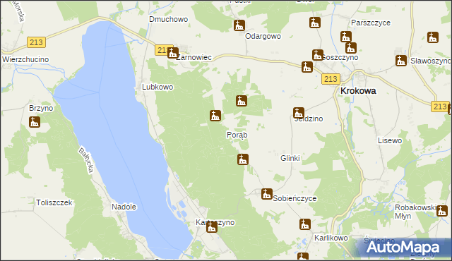 mapa Porąb gmina Krokowa, Porąb gmina Krokowa na mapie Targeo