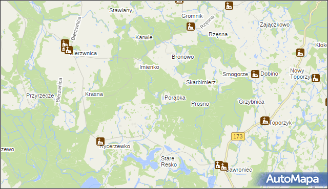 mapa Porąbka gmina Połczyn-Zdrój, Porąbka gmina Połczyn-Zdrój na mapie Targeo