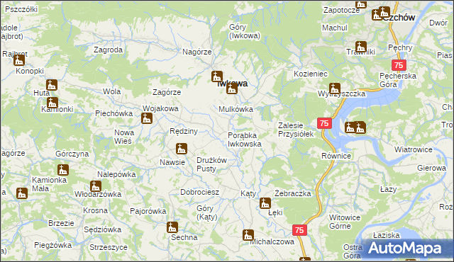 mapa Porąbka Iwkowska, Porąbka Iwkowska na mapie Targeo