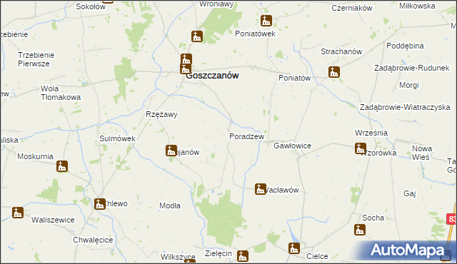 mapa Poradzew, Poradzew na mapie Targeo