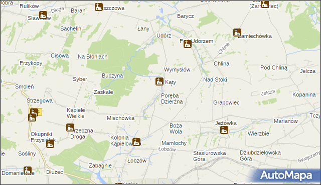 mapa Poręba Dzierżna, Poręba Dzierżna na mapie Targeo