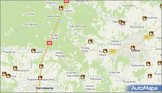 mapa Poręby Stare, Poręby Stare na mapie Targeo