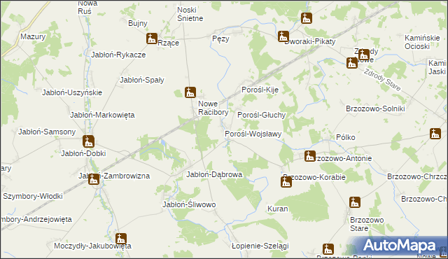 mapa Porośl-Wojsławy, Porośl-Wojsławy na mapie Targeo