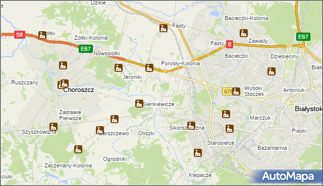 mapa Porosły, Porosły na mapie Targeo