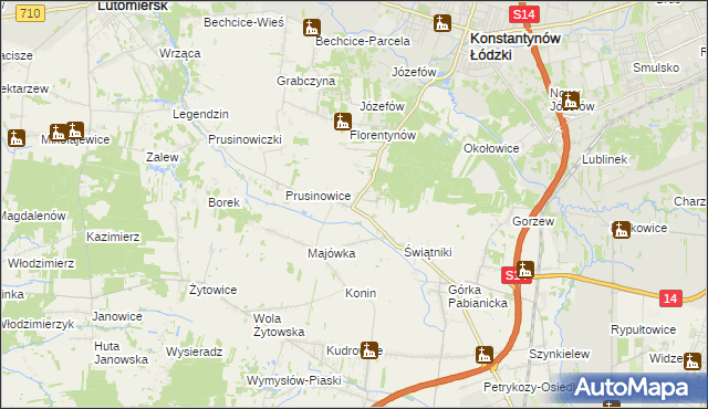 mapa Porszewice, Porszewice na mapie Targeo