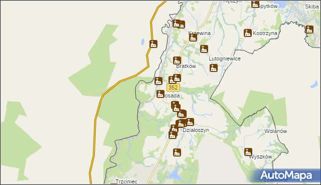 mapa Posada gmina Bogatynia, Posada gmina Bogatynia na mapie Targeo