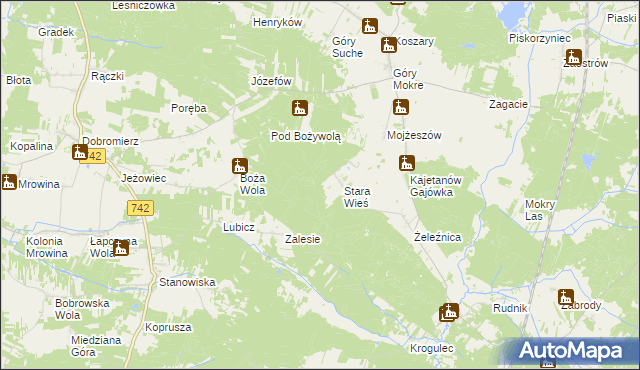 mapa Posada gmina Przedbórz, Posada gmina Przedbórz na mapie Targeo