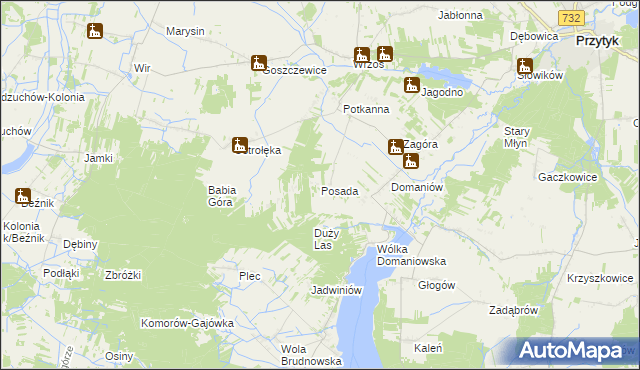 mapa Posada gmina Przytyk, Posada gmina Przytyk na mapie Targeo