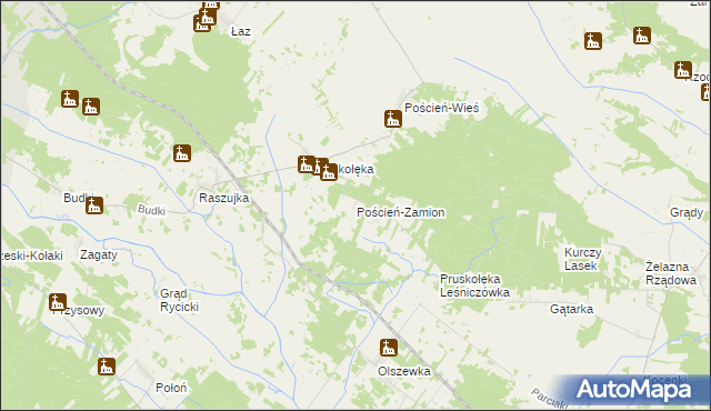 mapa Poścień-Zamion, Poścień-Zamion na mapie Targeo